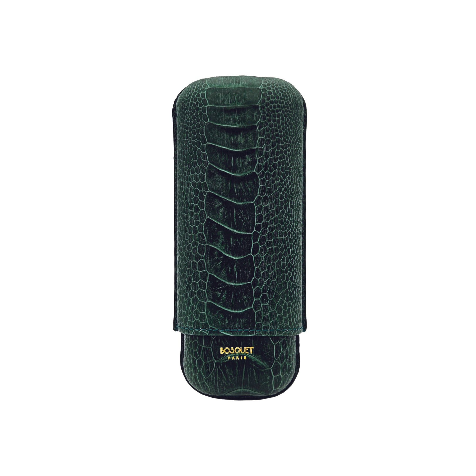 Paris Ostrich Leg Leather Two Cigar Case - FAIR GREEN