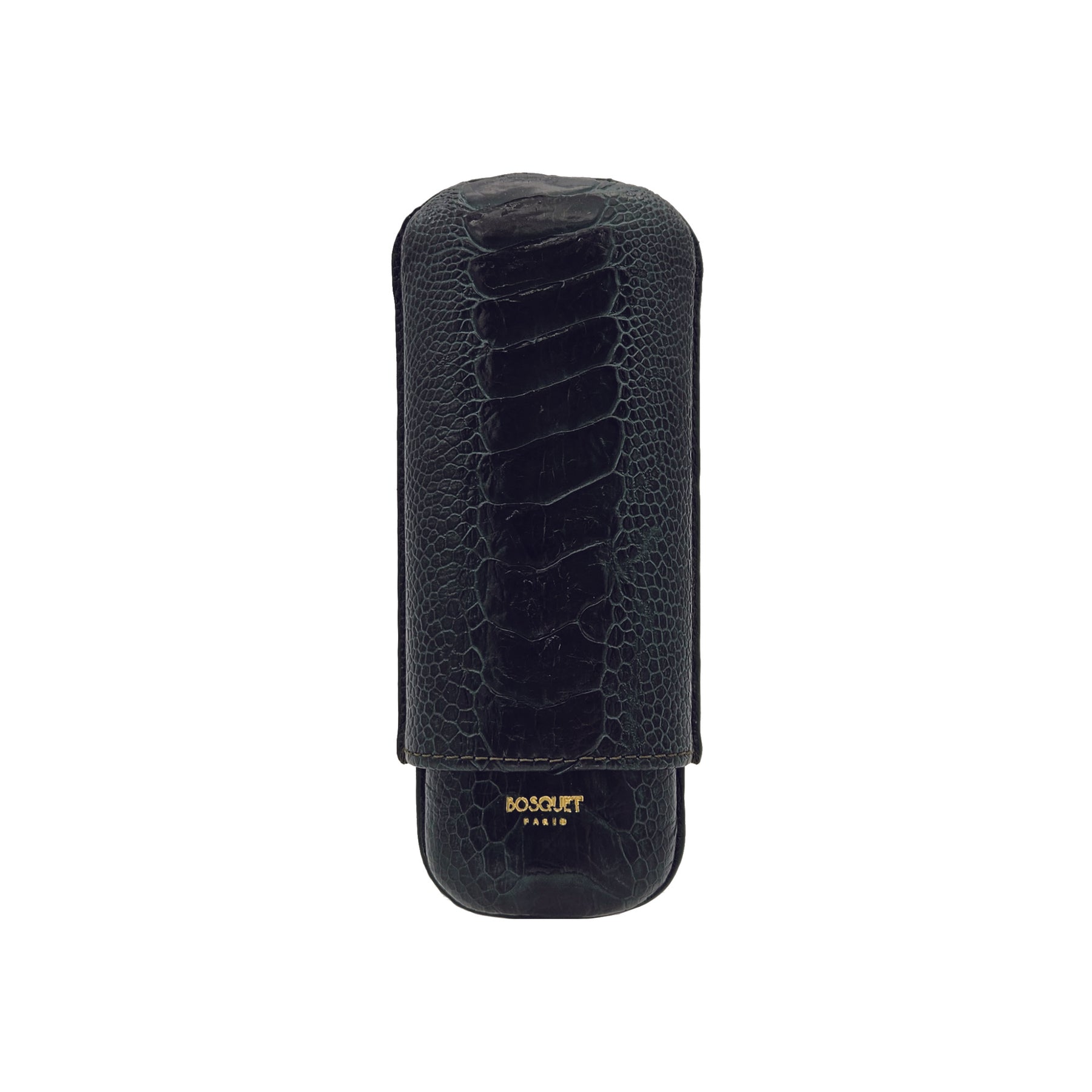 Paris Ostrich Leg Leather Two Cigar Case - DARK GREEN