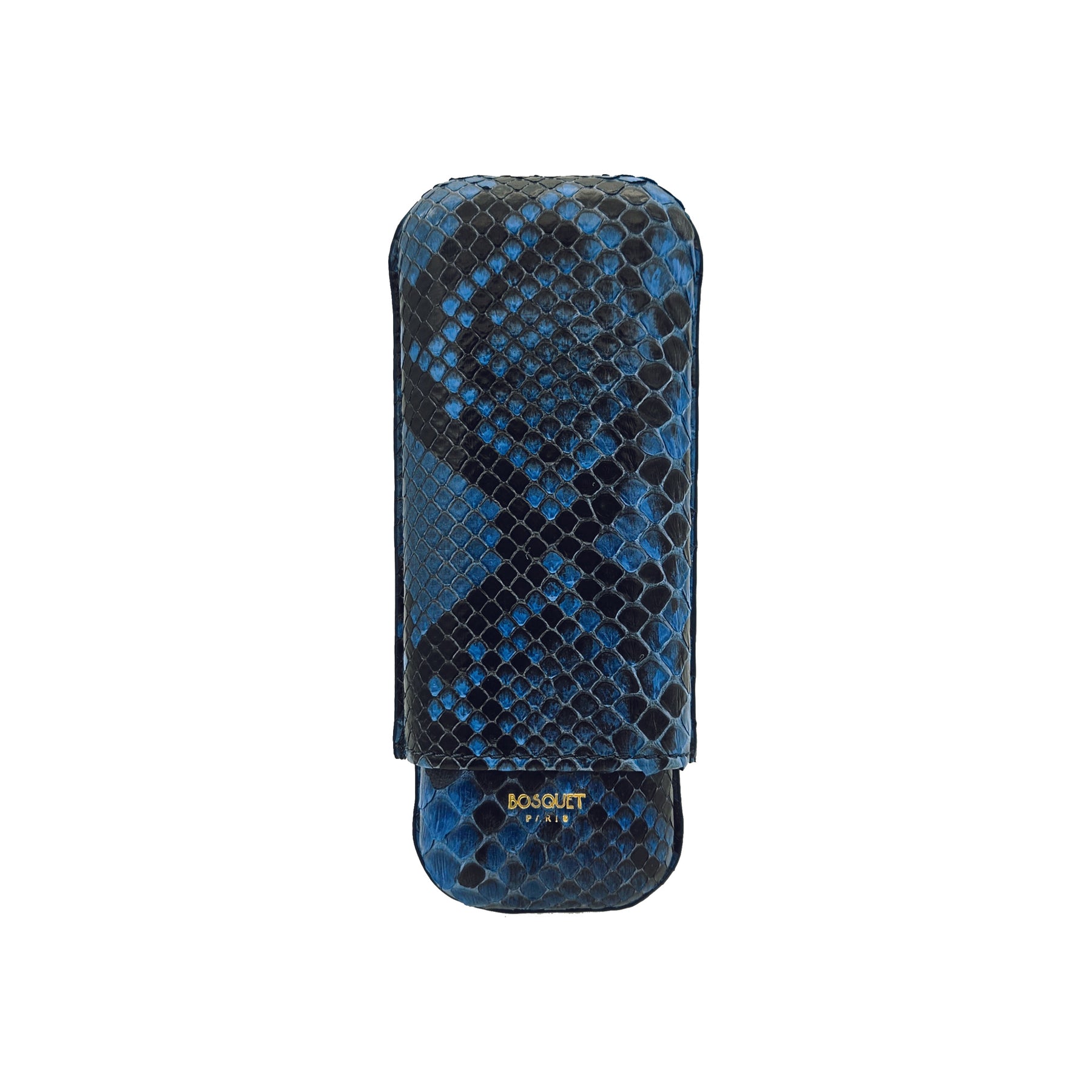 Paris Python Leather Two Cigar Case - BLUE