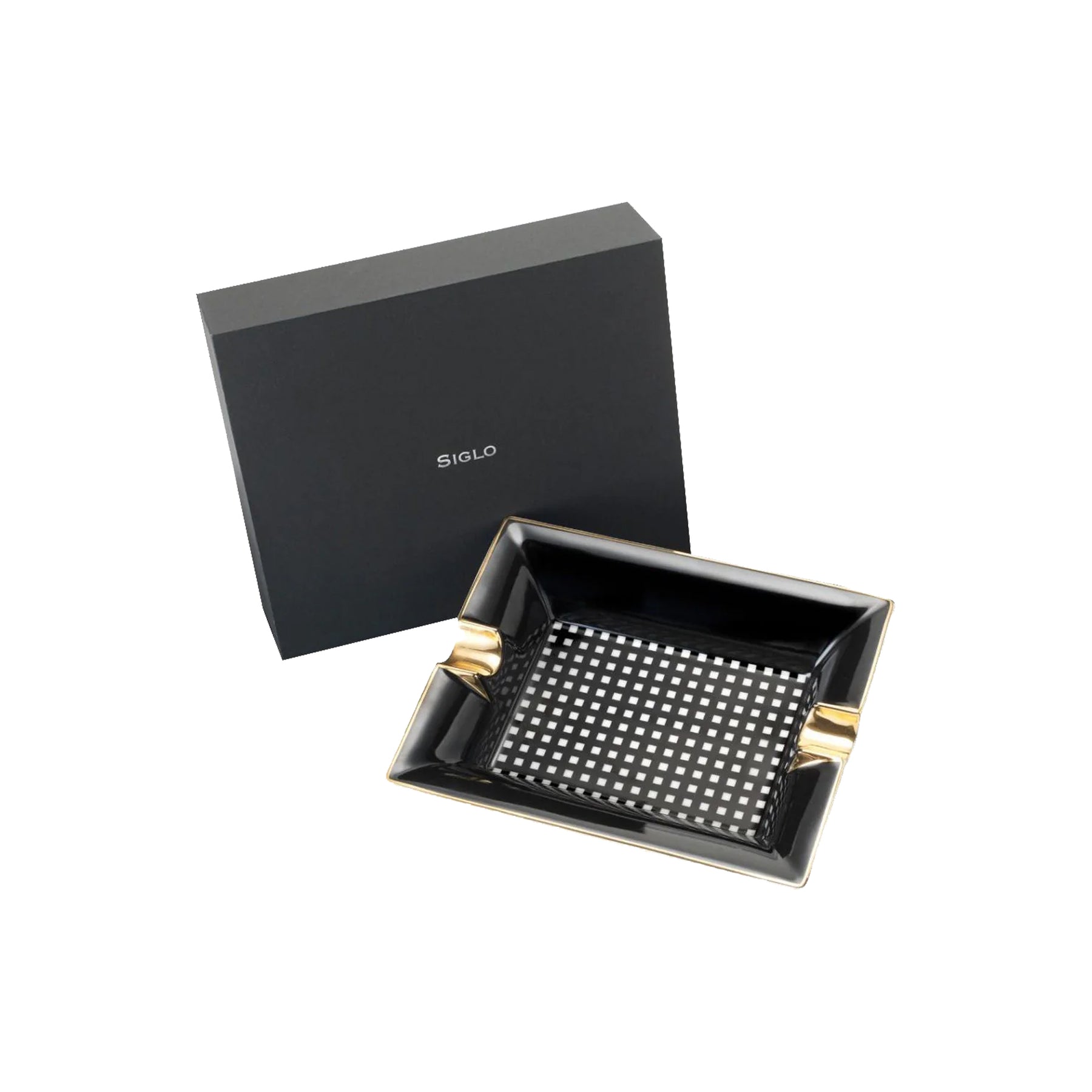 Black Checkers Ashtray
