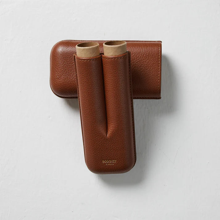 Paris Grained Calf Two Cigar Case - PALISSANDER