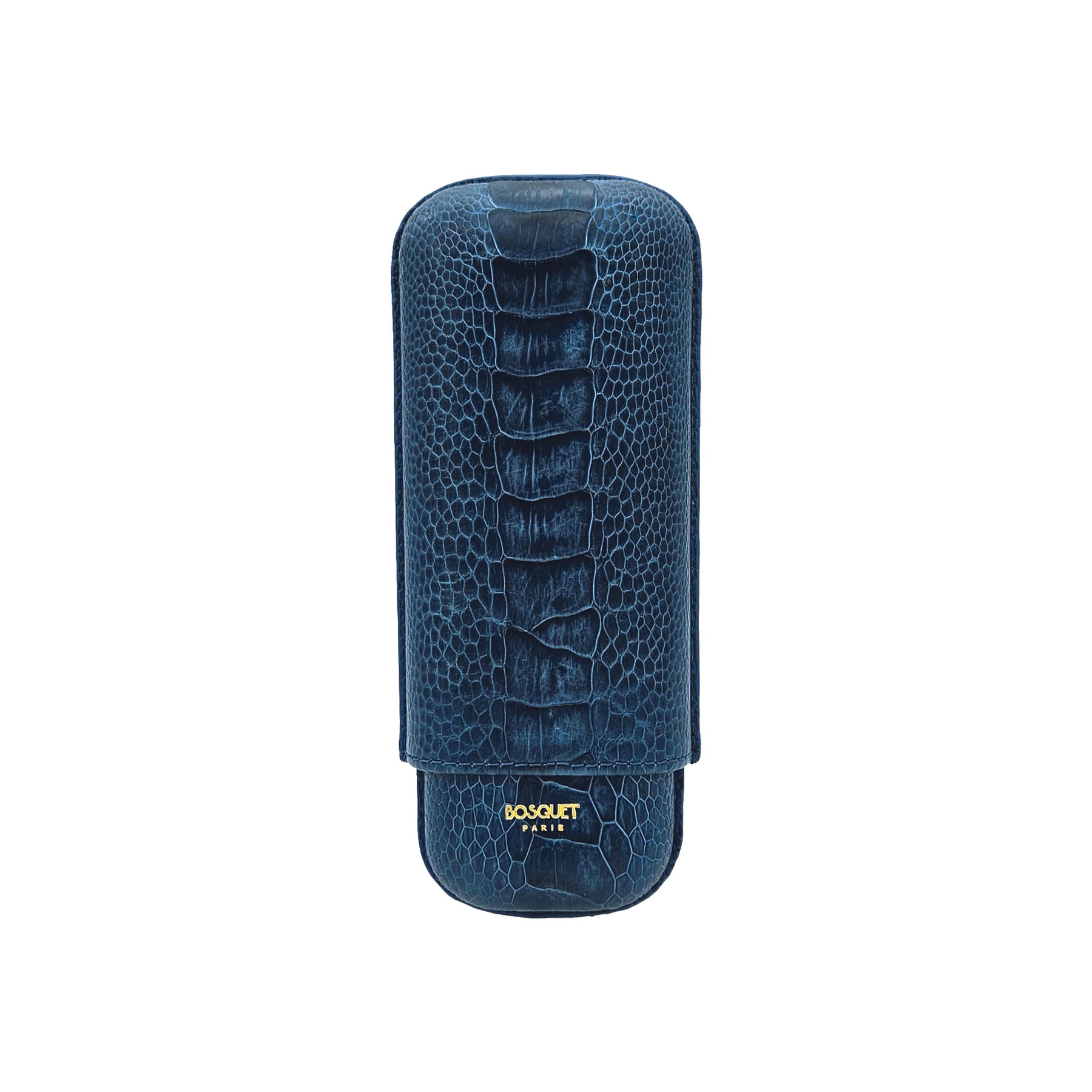 Paris Ostrich Leg Leather Two Cigar Case - SKY BLUE