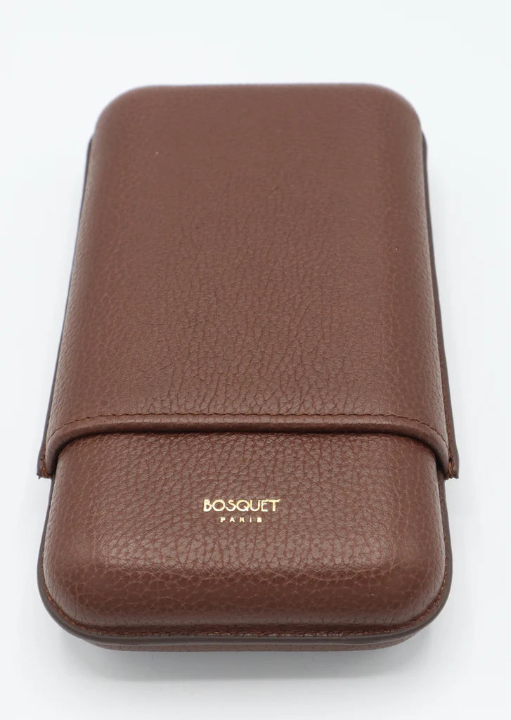Paris Grained Calf Three Cigar Case - PALISSANDER