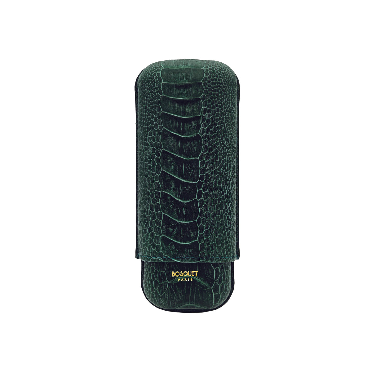 Paris Ostrich Leg Leather Two Cigar Case - FAIR GREEN