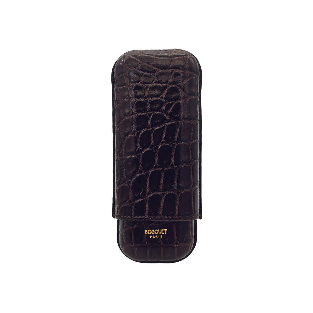 Paris Croco Leather Two Cigar Case - DARK BROWN