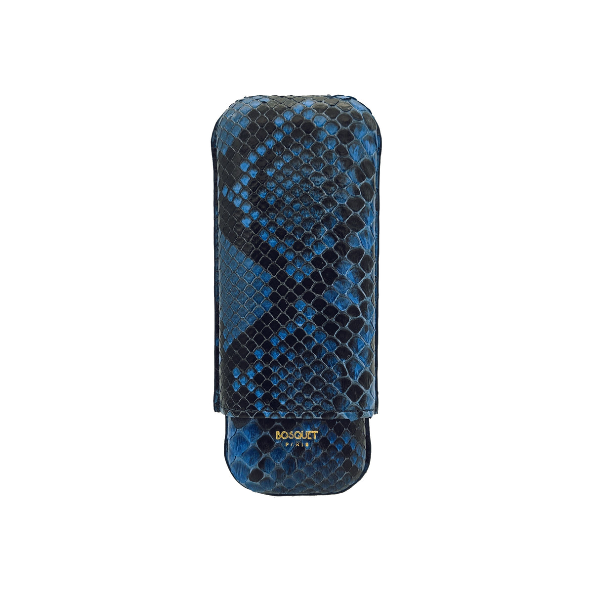 Paris Python Leather Two Cigar Case - BLUE