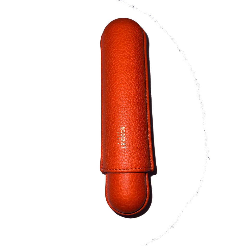 Paris Grained Calf Single Cigar Case - ORANGE