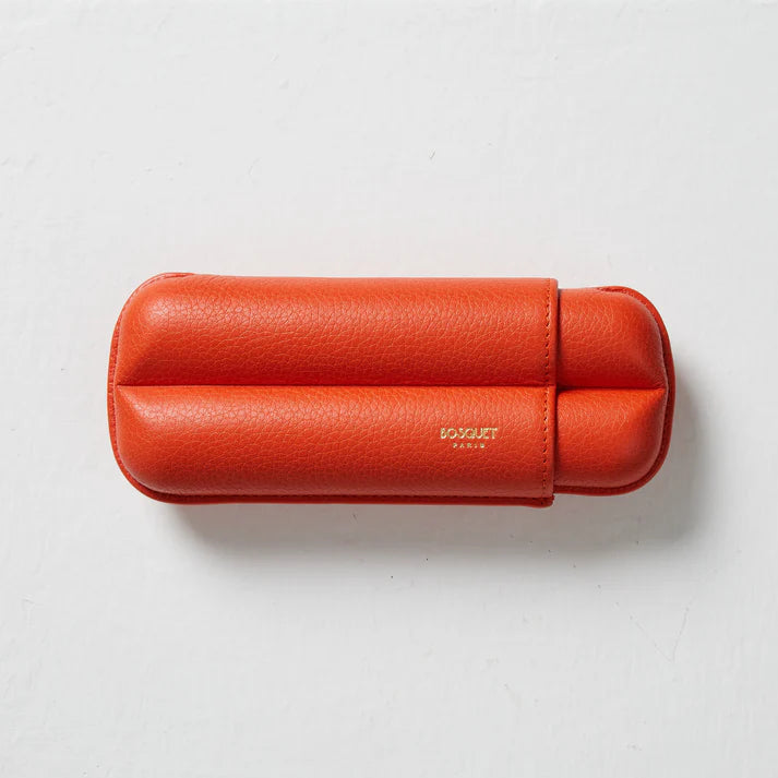 Paris Grained Calf Two Cigar Case - ORANGE