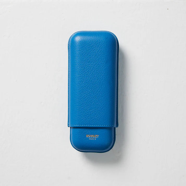 Paris Grained Calf Two Cigar Case - CAPRI BLUE