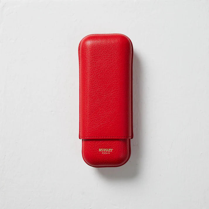 Paris Grained Calf Two Cigar Case - RED
