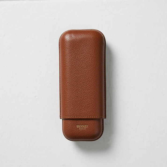 Paris Grained Calf Two Cigar Case - PALISSANDER