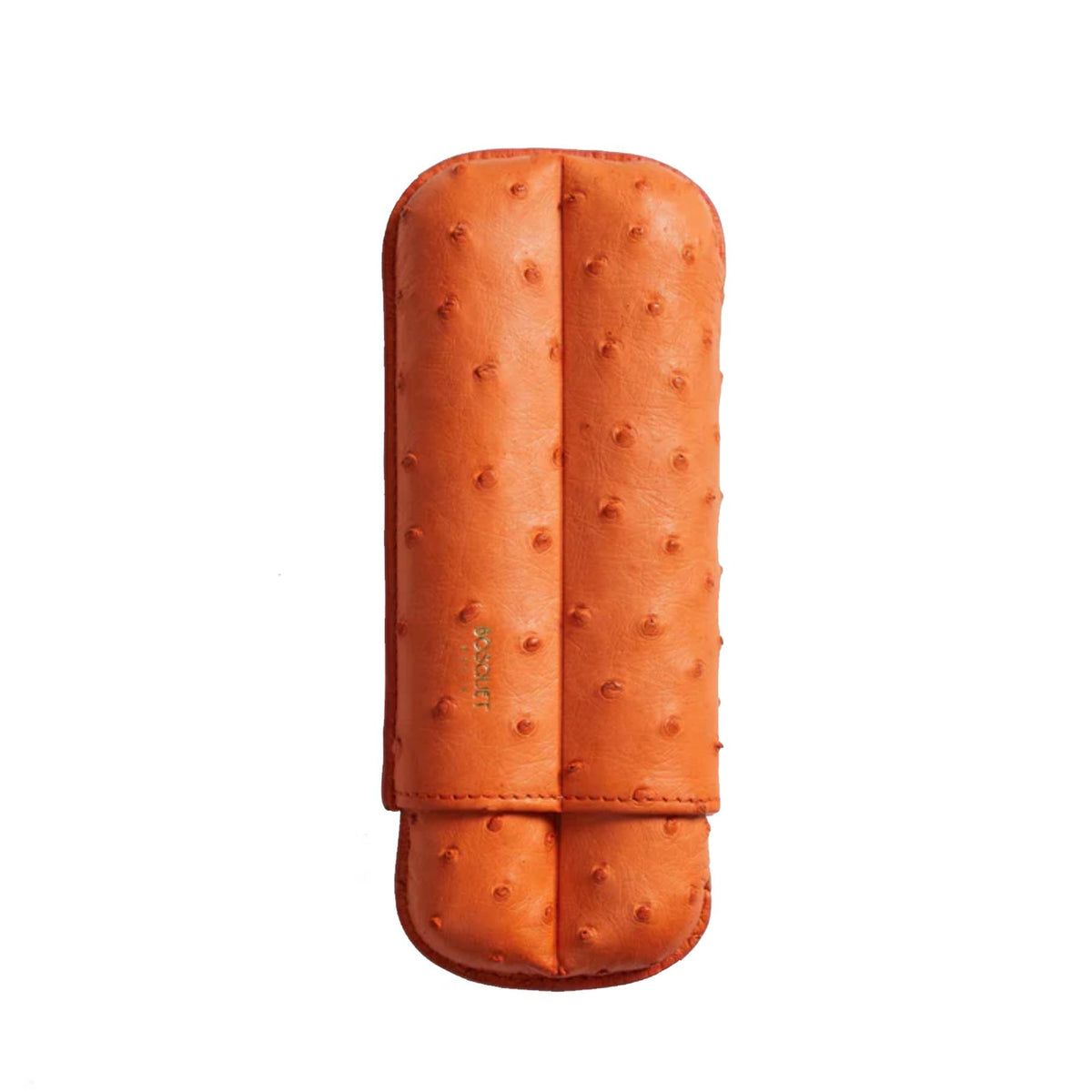 Paris Ostrich Leather Two Cigar Case - ORANGE