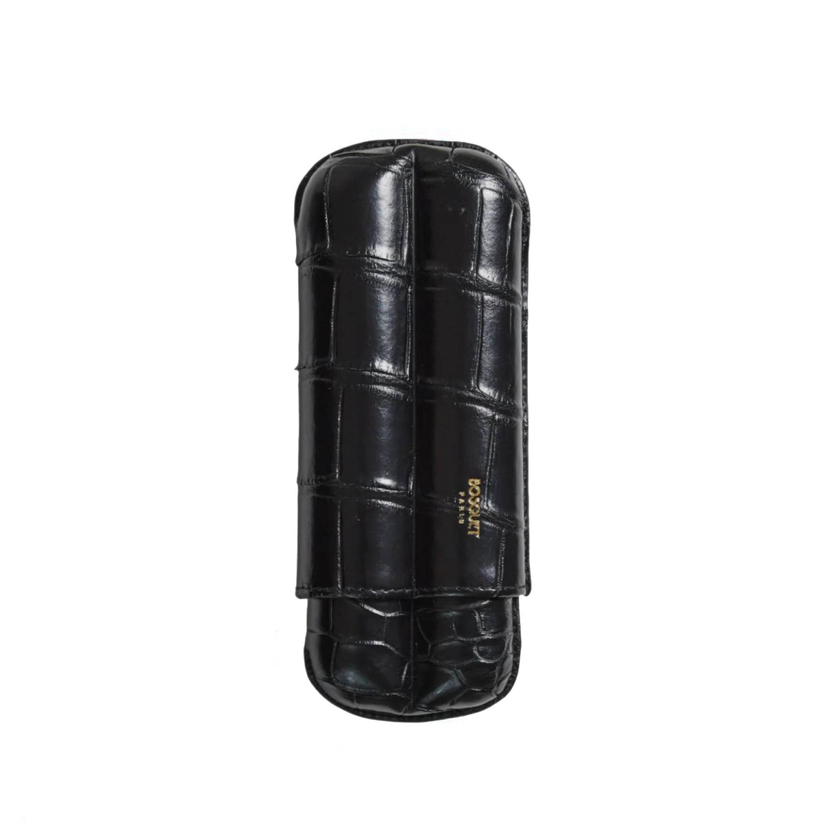 Paris Croco Leather Two Cigar Case - BLACK