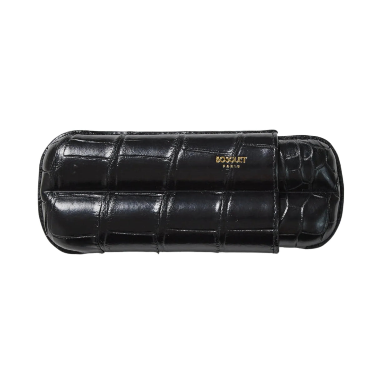 Paris Croco Leather Two Cigar Case - BLACK