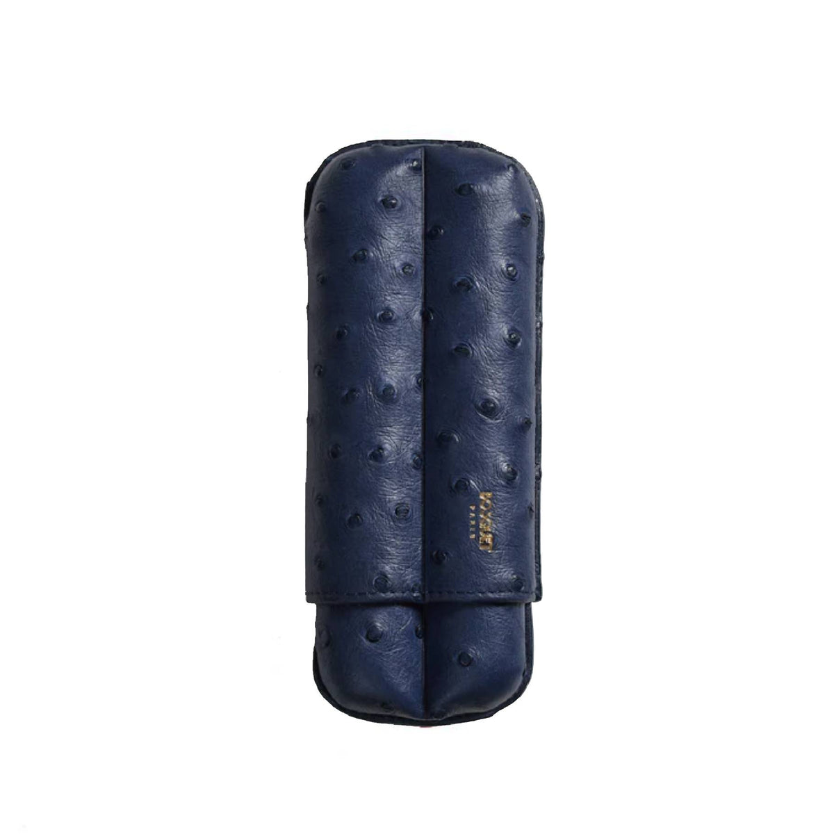 Paris Ostrich Leather Two Cigar Case - BLUE