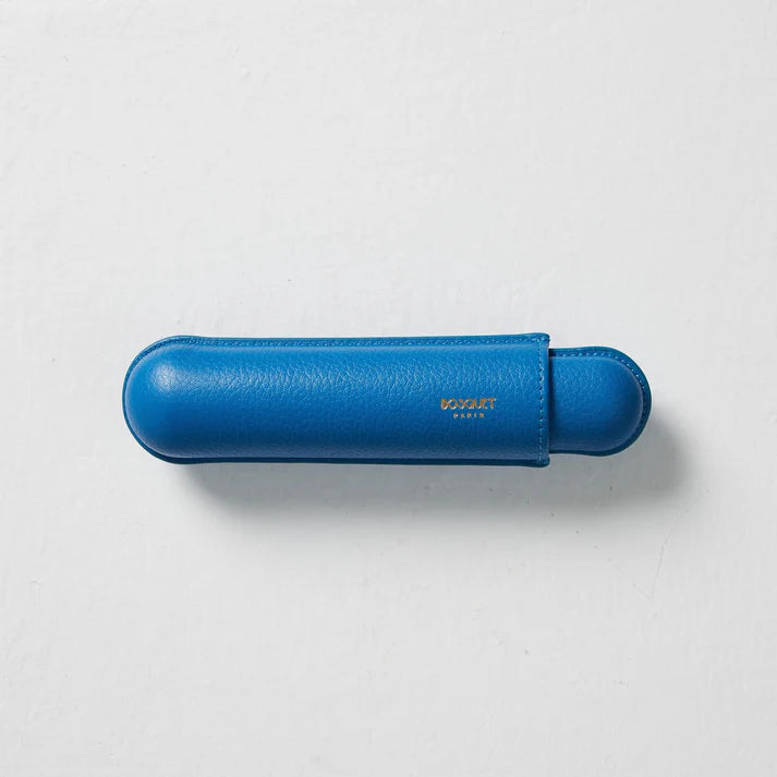 Paris Grained Calf Single Cigar Case - CAPRI BLUE