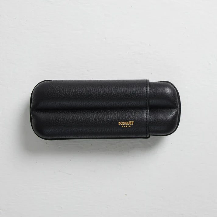 Paris Grained Calf Two Cigar Case - BLACK