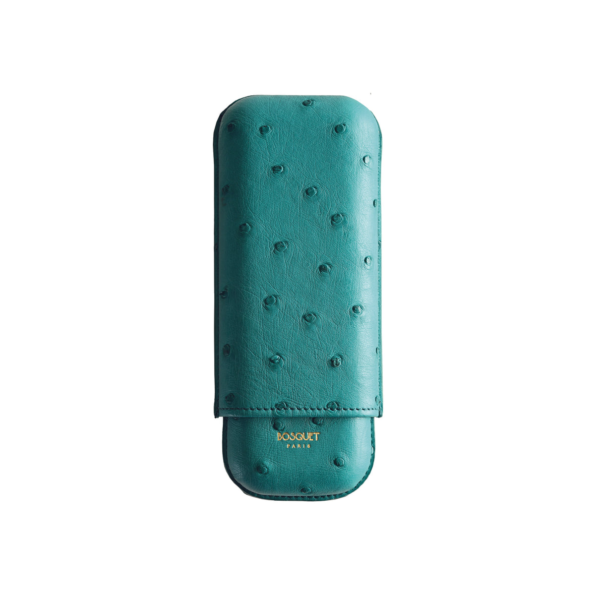 Paris Ostrich Leather Two Cigar Case - DARK GREEN