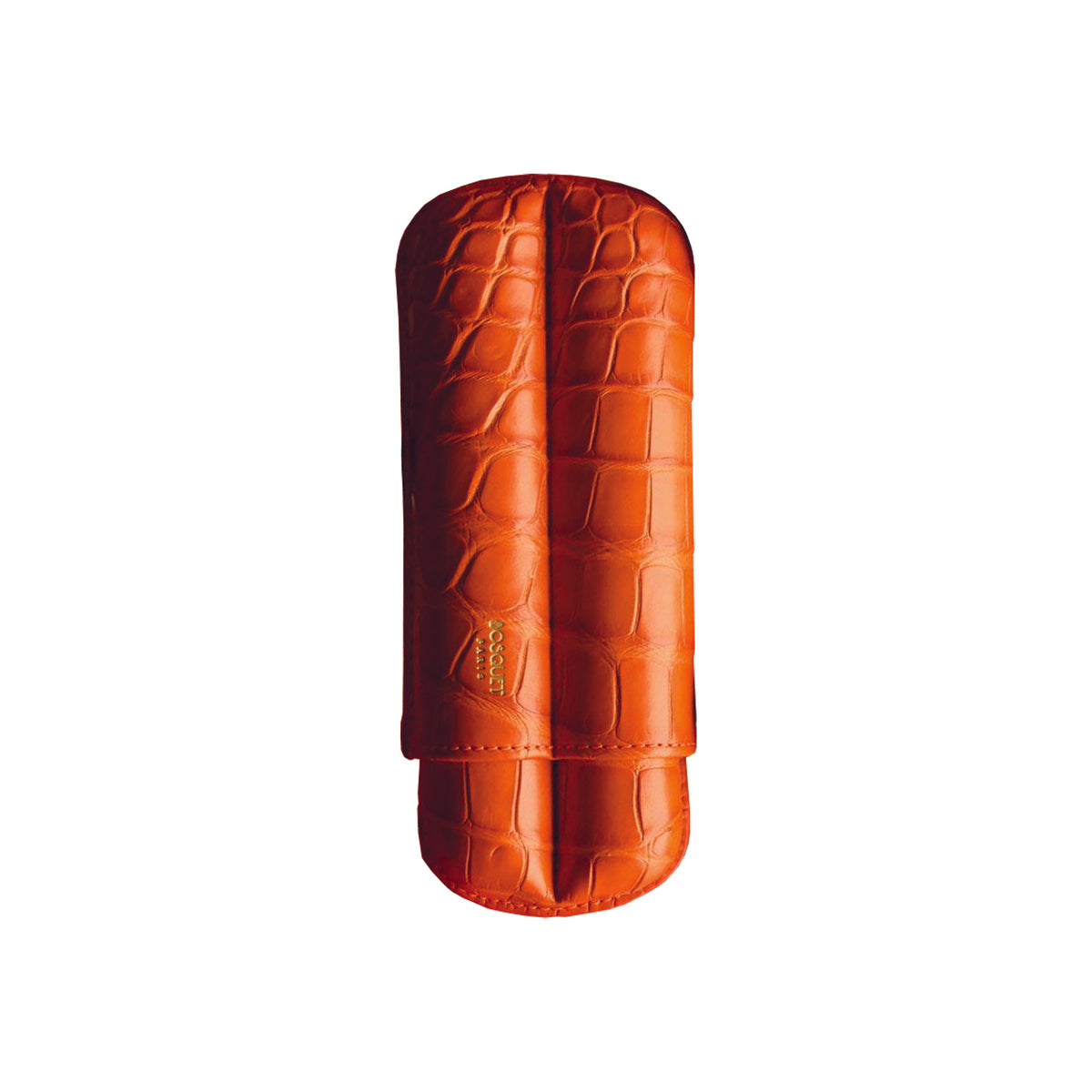 Paris Croco Leather Two Cigar Case - ORANGE