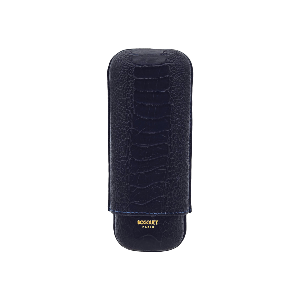 Paris Ostrich Leg Leather Two Cigar Case - DARK BLUE