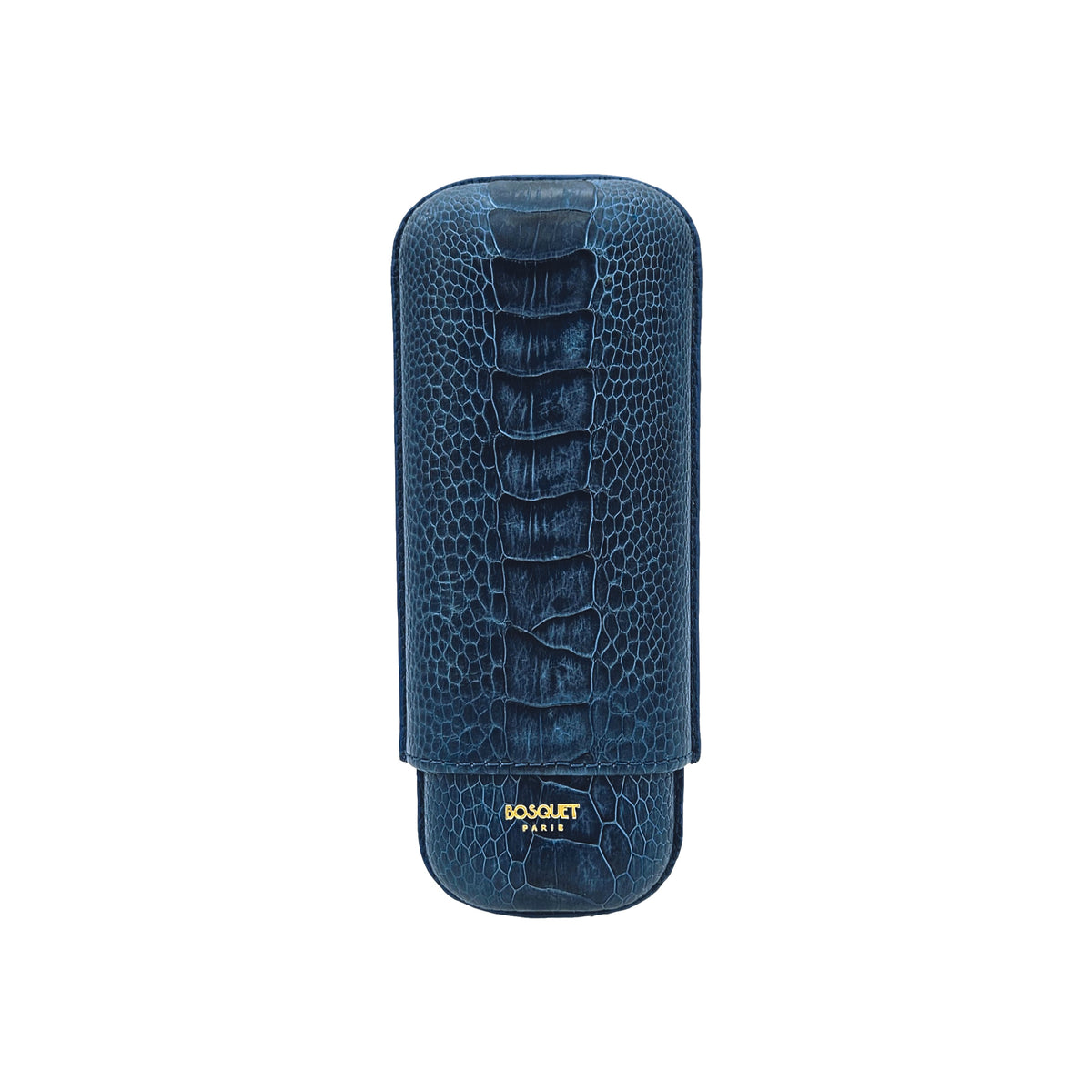 Paris Ostrich Leg Leather Two Cigar Case - SKY BLUE