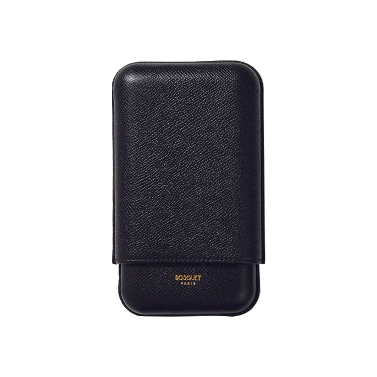 Paris Grained Calf Three Cigar Case - BLACK