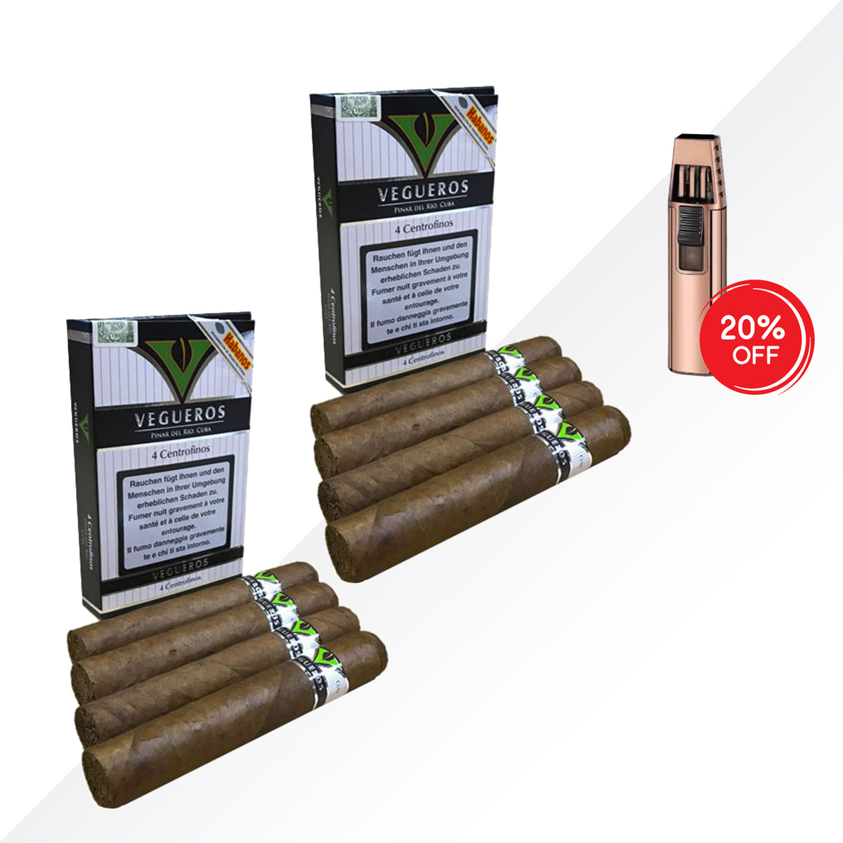 Vegueros Centrofinos 2x4 pcs + Mantis Clickjet Flame COMBO