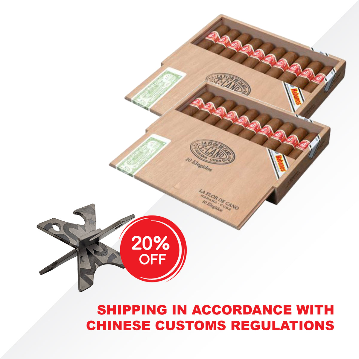 Flor de Cano Elegidos 2x10pcs + Fox Cigar Stand