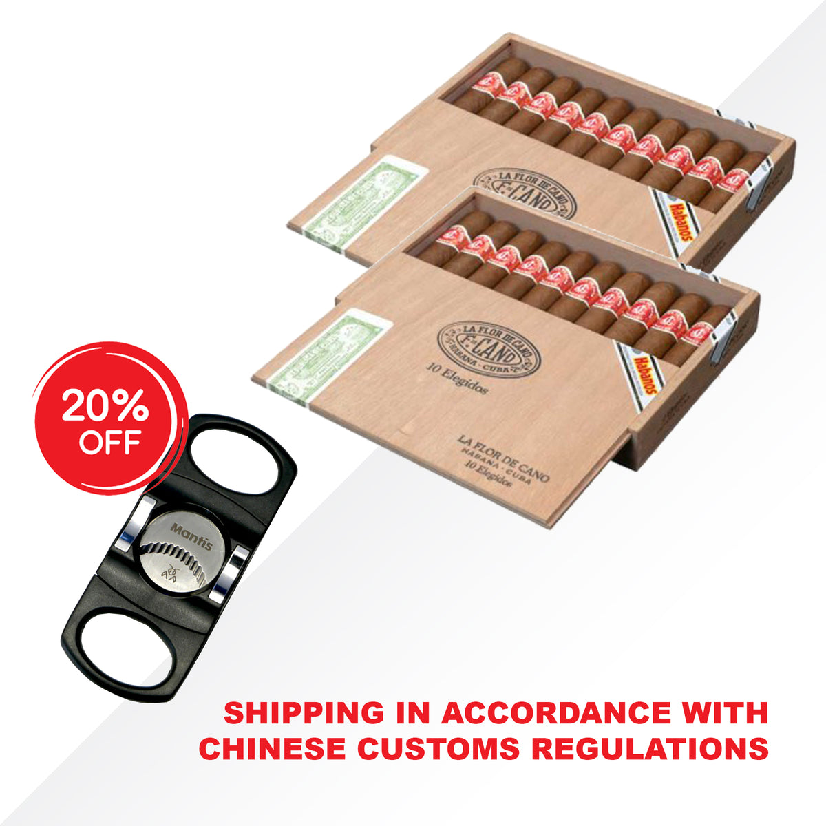 Flor de Cano Elegidos 2x10pcs + Mantis Cigar cutter