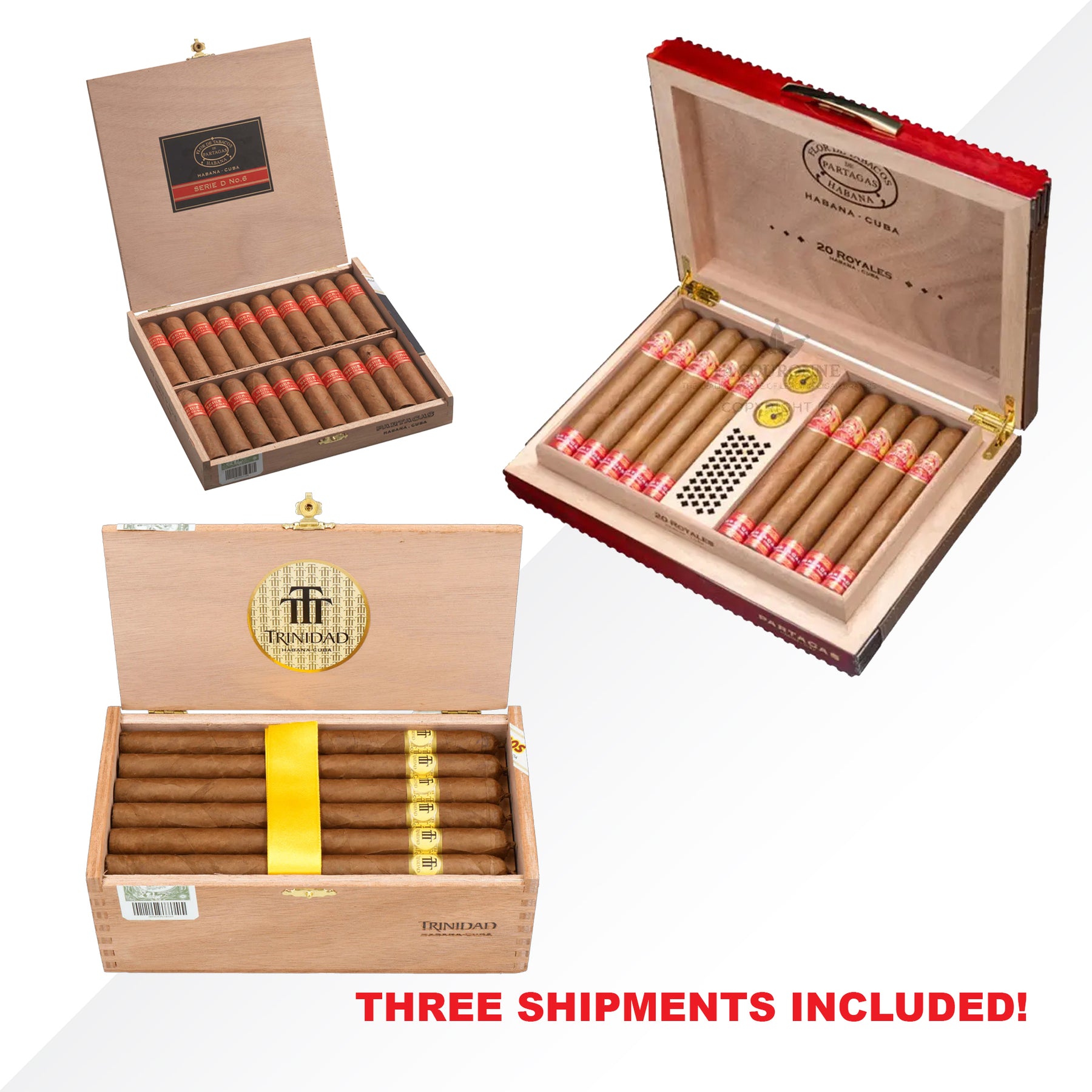 Trinidad Fundadores + Partagas Royales + Serie D No.6