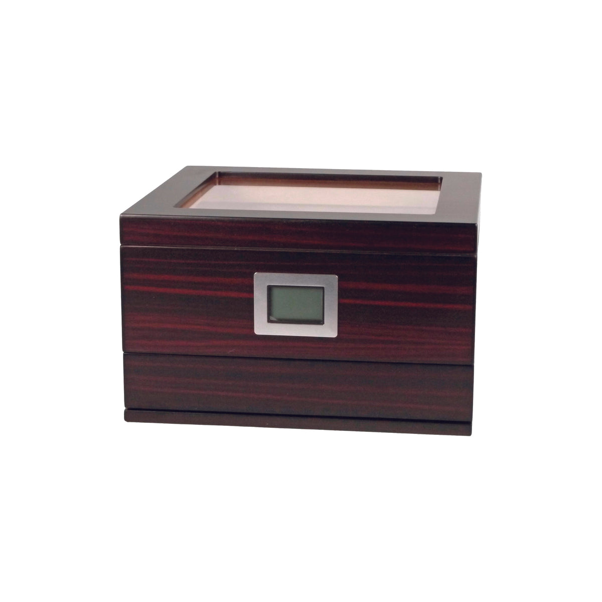 Humidor ebony matt glass top with drawer