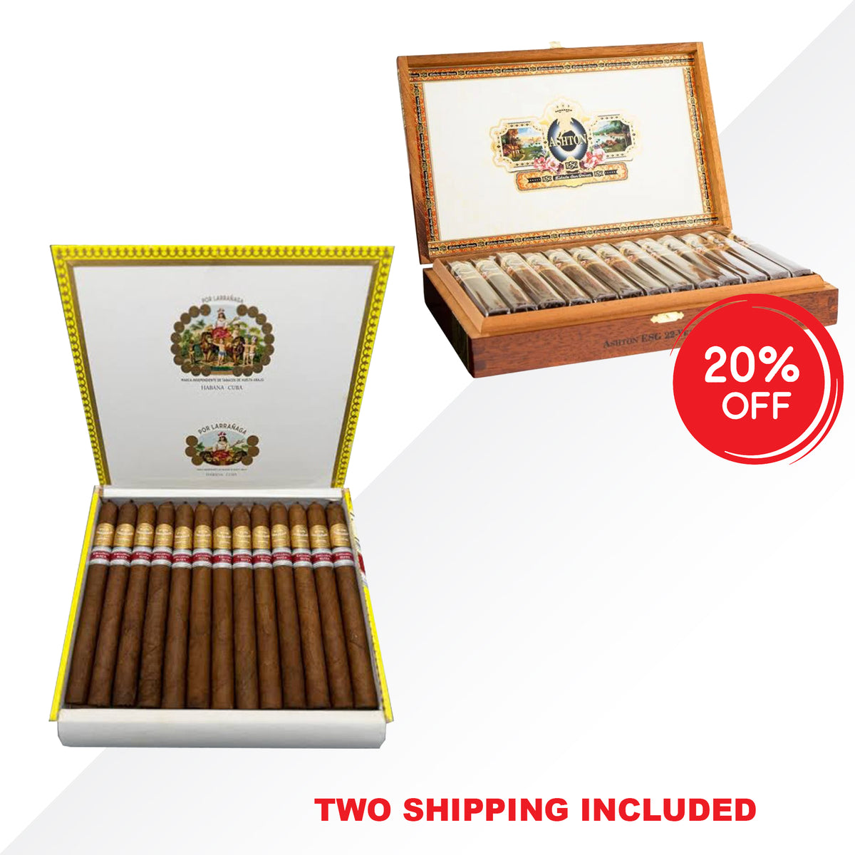 Por Larrañaga Intemporales 25pcs + Ashton ESG Figurado 25pcs COMBO