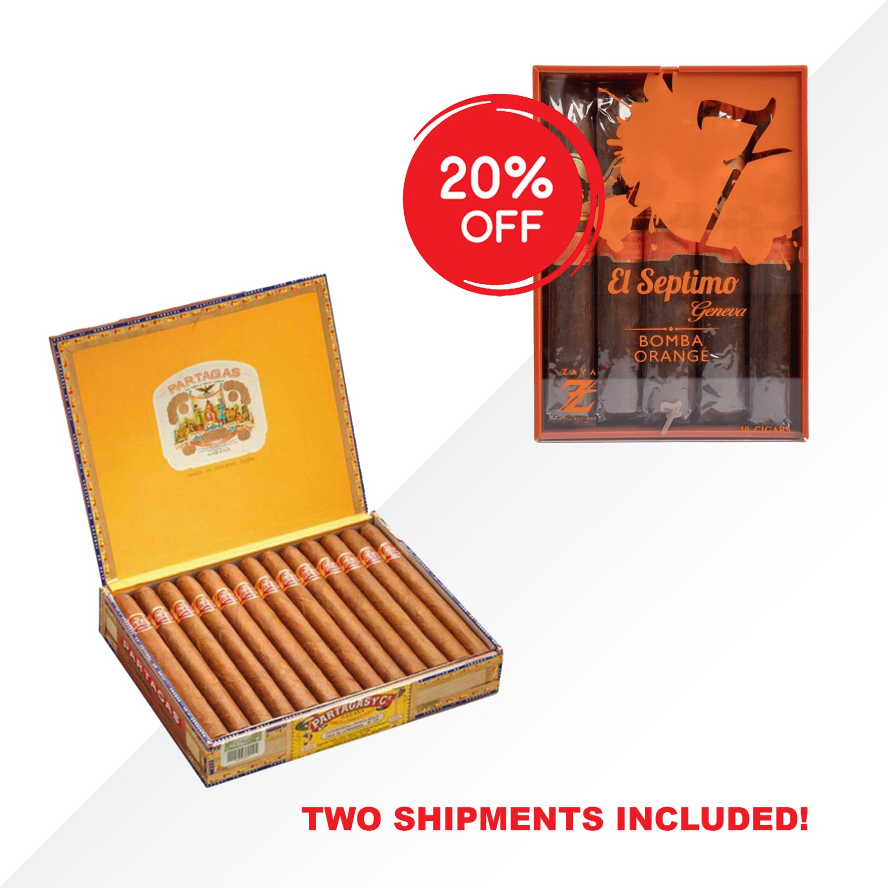 Partagas Lusitanias 25pcs + El Septimo Bomba orange COMBO