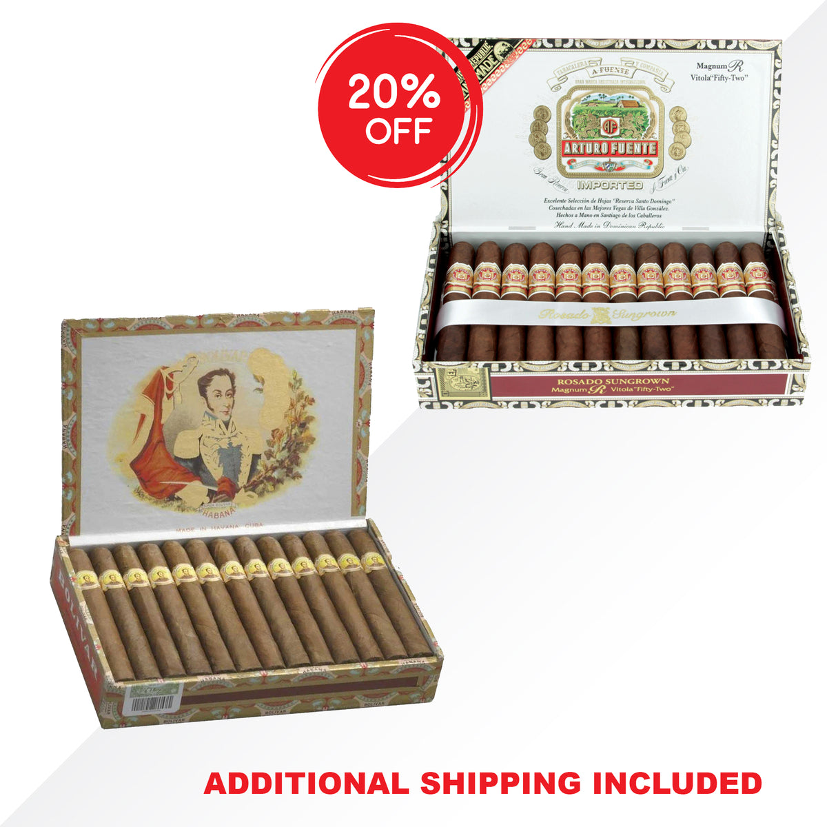 Bolivar Petit Coronas 25pcs + A.Fuente Rosado 52 25pcs COMBO