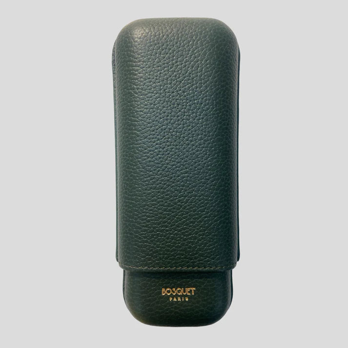 Paris Grained Calf Two Cigar Case - FOREST GREEN