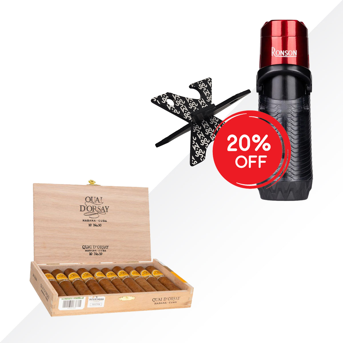 QUAI D'ORSAY No.50 10pcs + RONSON JETFLAME + FOX STAND COMBO