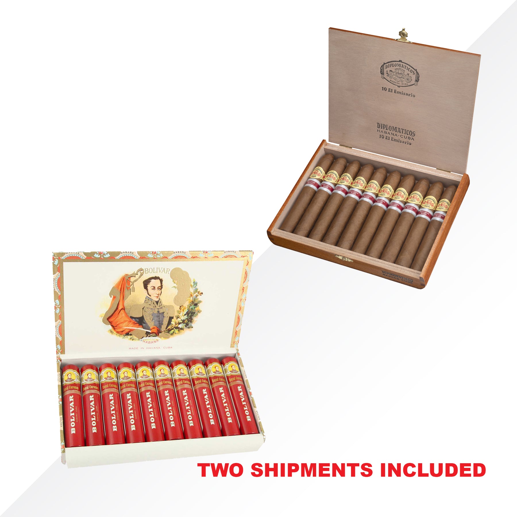 Bolivar Royal Coronas A/T 10pcs + Diplomaticos El Emisario 10pcs COMBO