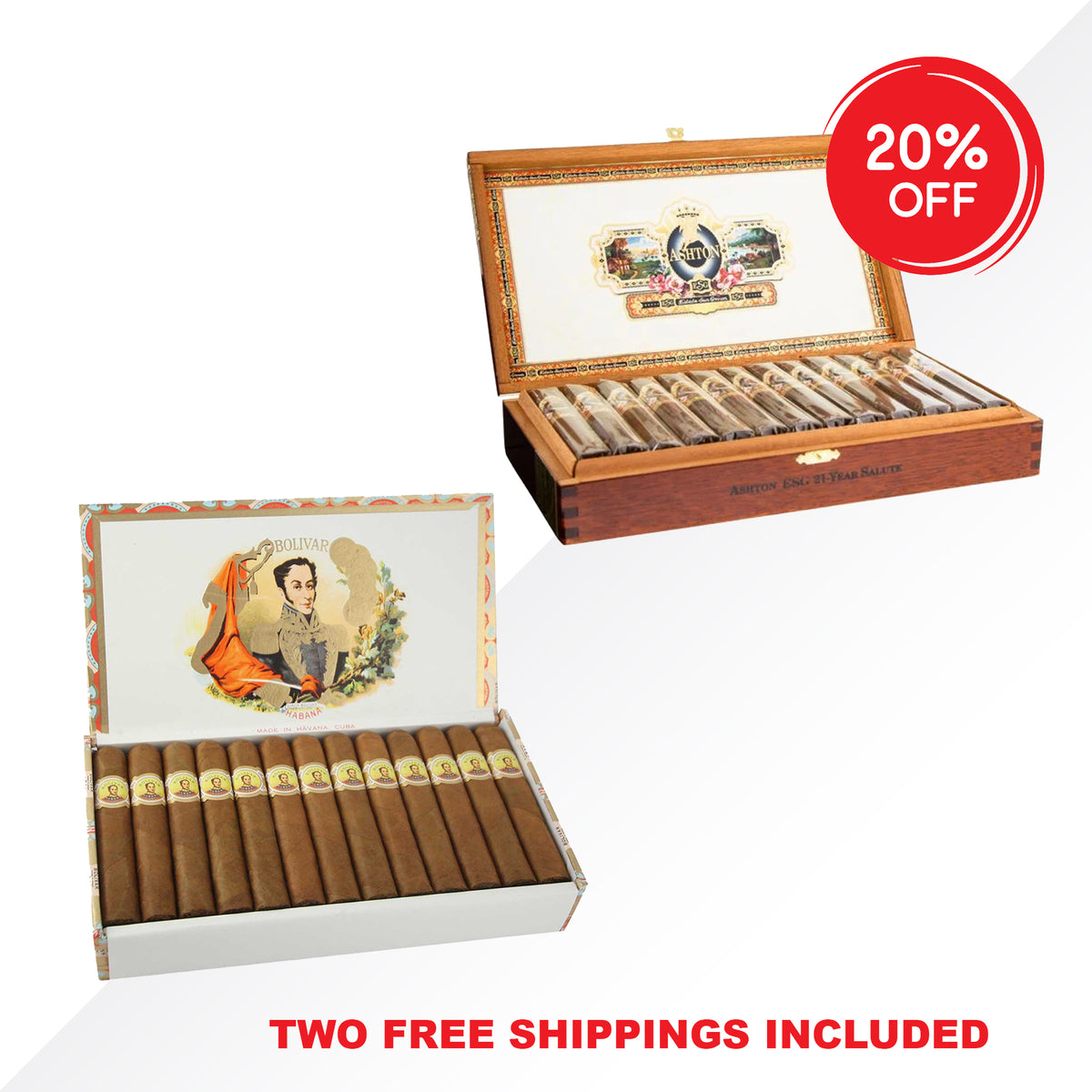 Bolivar Royal Coronas 25pcs + Ashton ESG 21 Years Robusto COMBO