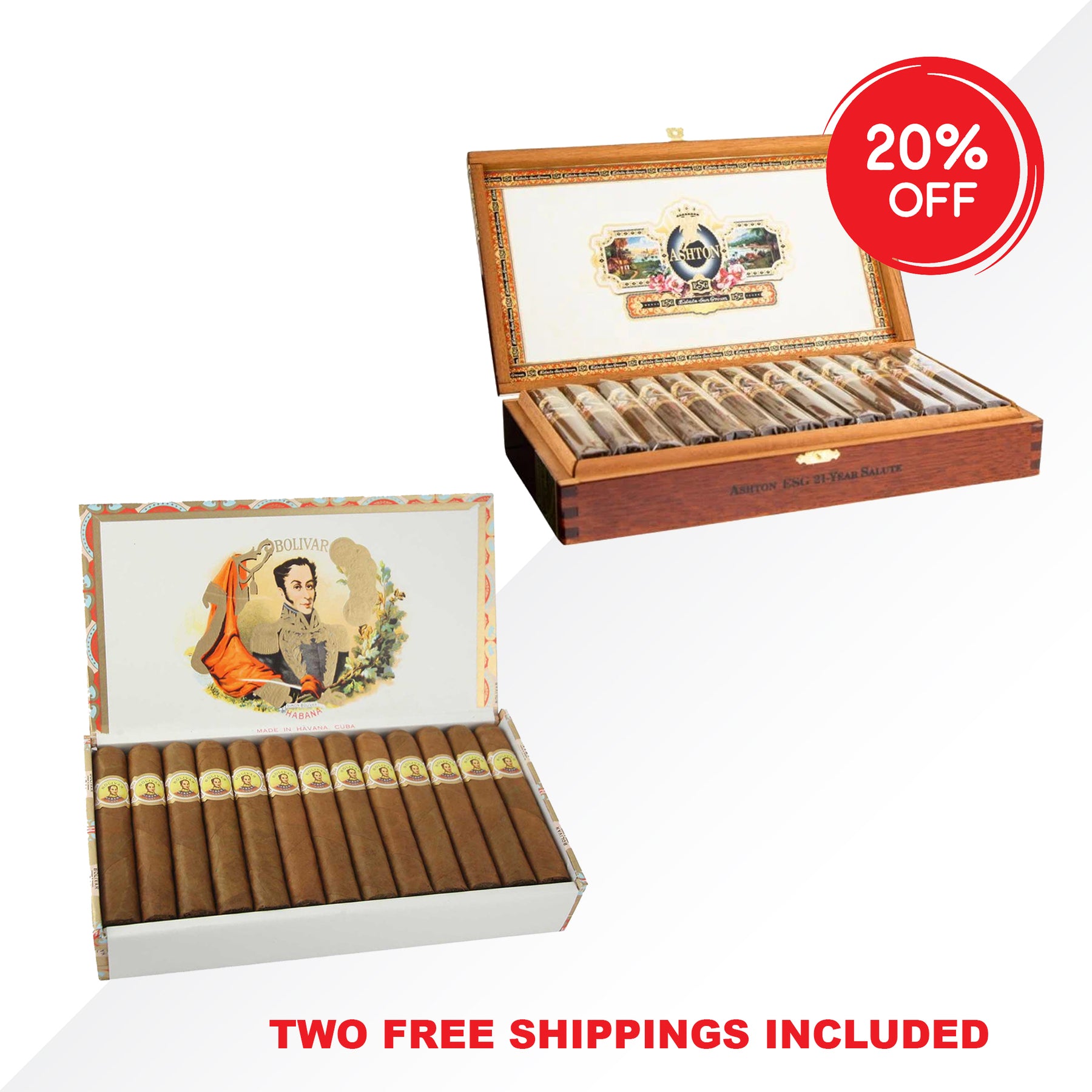 Bolivar Royal Coronas 25pcs + Ashton ESG 21 Years Robusto COMBO