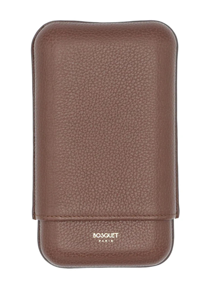 Paris Grained Calf Three Cigar Case - PALISSANDER