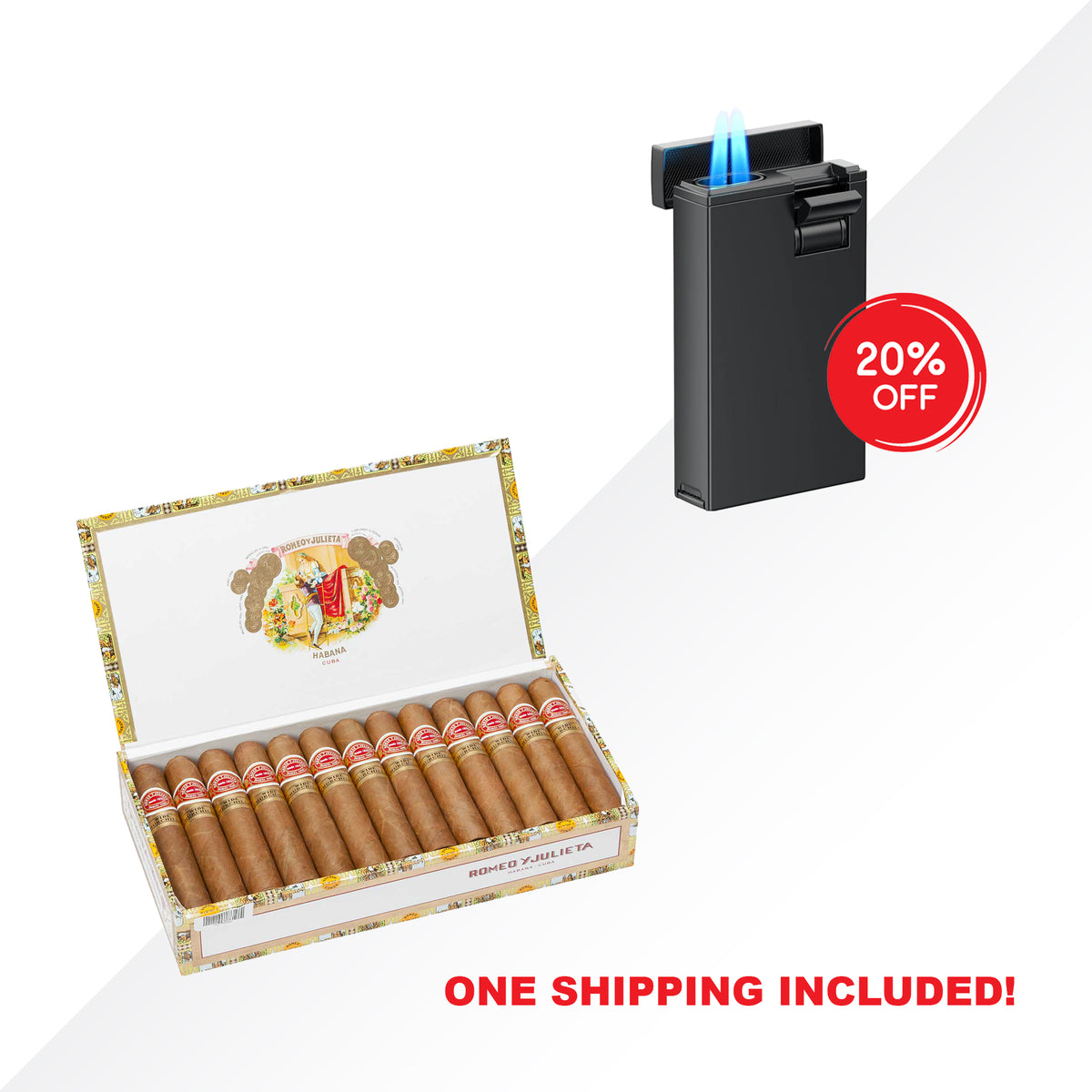 Wide Churchills 25pcs + Mantis Clix Duo Lighter