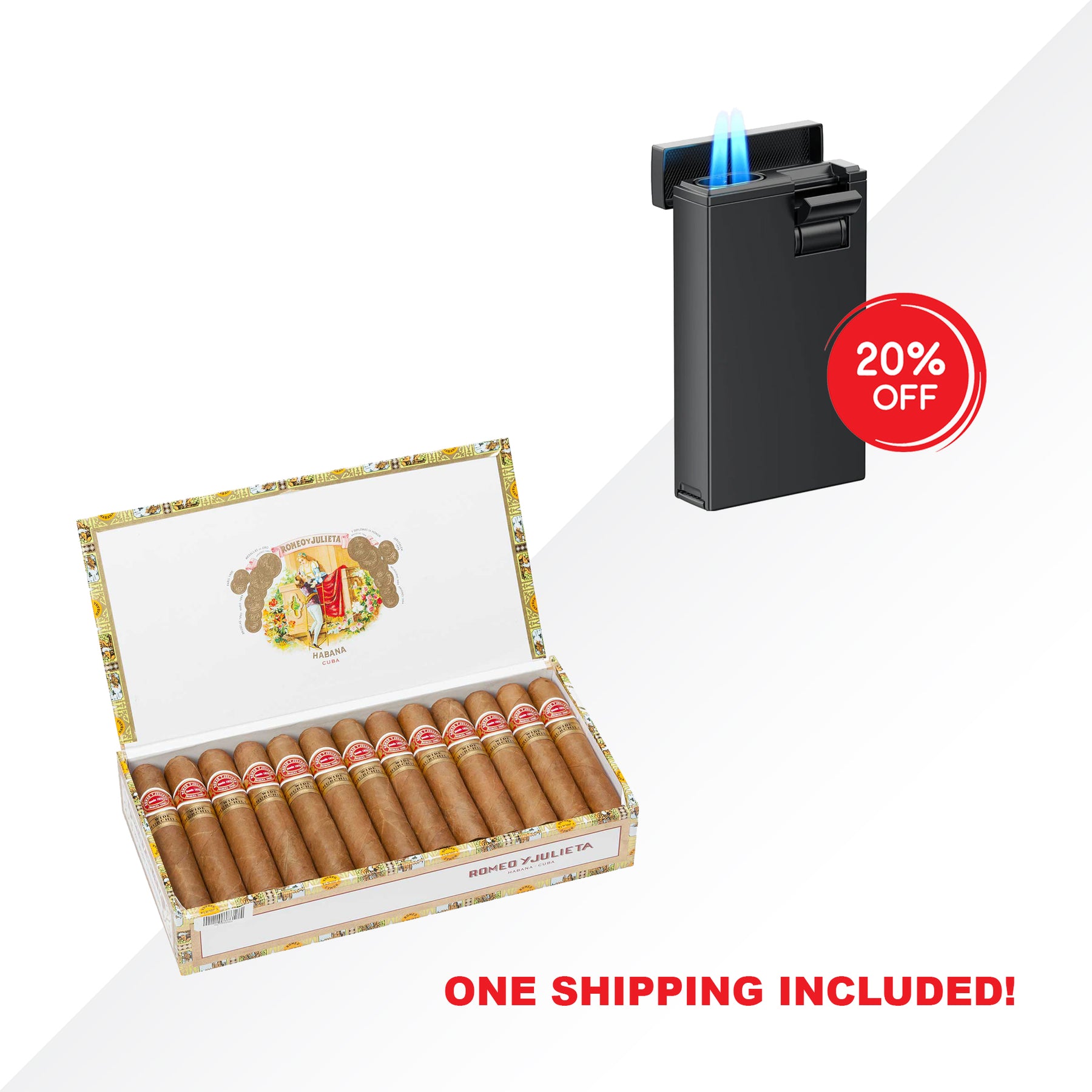 Wide Churchills 25pcs + Mantis Clix Duo Lighter
