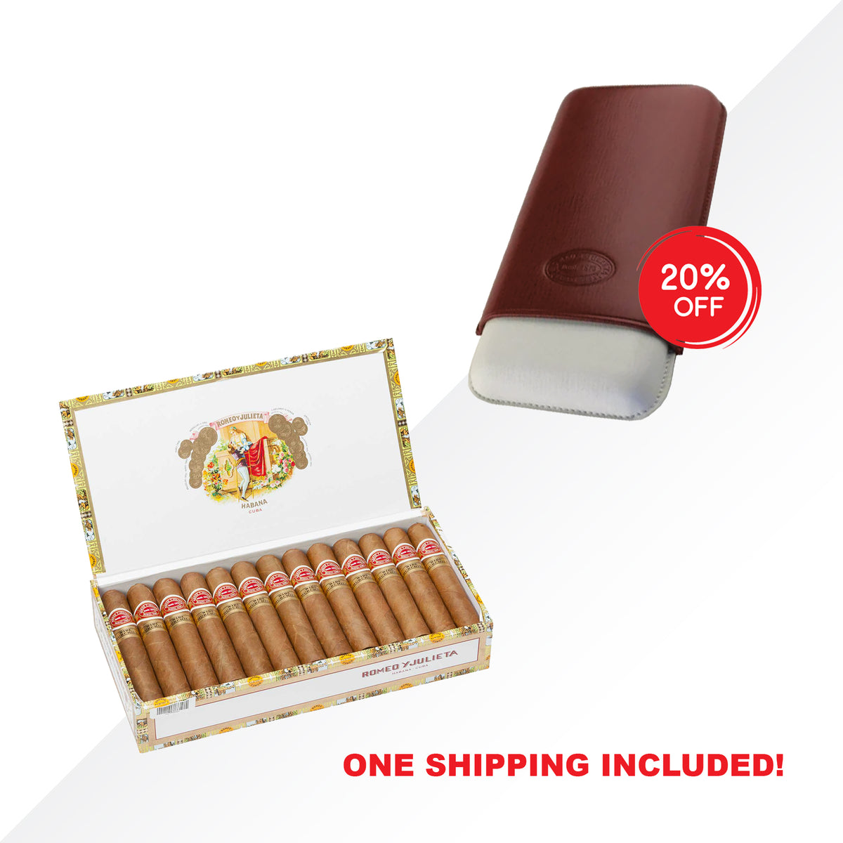 Wide Churchills + Romeo Cigar case 3 Cigars